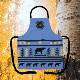 Delantal Apron de oso negro de Navajo azul de la montaña su
