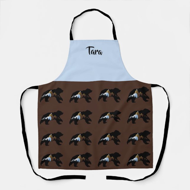Delantal Apron de "Osos con Montañas" de Brown Bear Lover (Anverso)