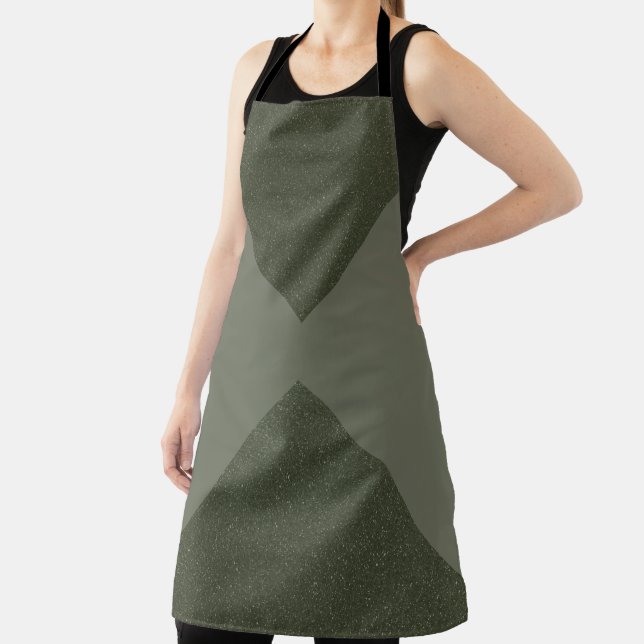Delantal Apron de panel dividido verde moderno Moss (in situ)