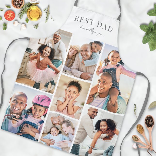 Delantal Apron de papá Collage de fotos personalizado (Personalized Photo Collage Dad Apron)