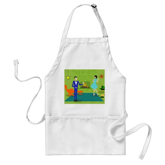 Delantal Apron de Pareja Moderna de Mediados del Siglo (Frente)