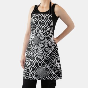 Delantal Apron de patrón abstracto blanco y negro moderno