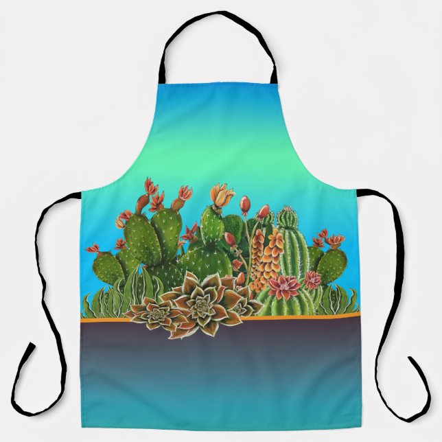 Delantal Apron de patrón Cacti & Succulens (Anverso)