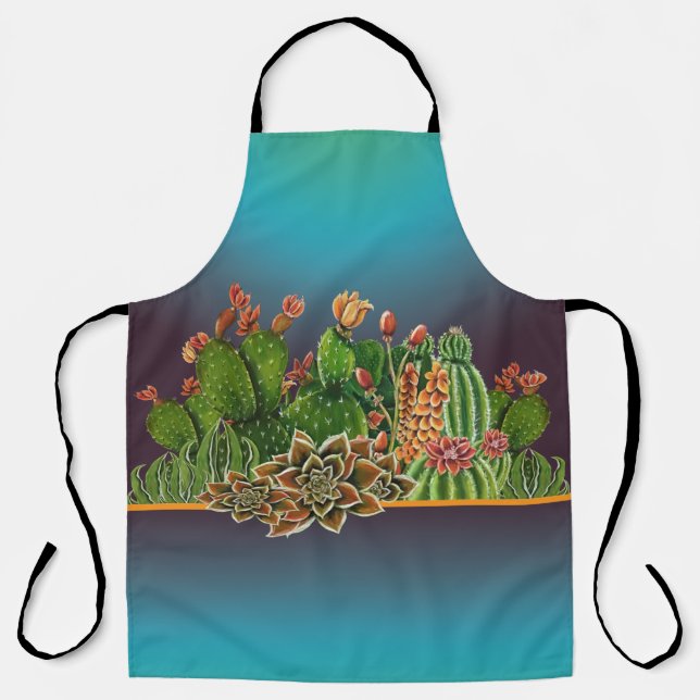 Delantal Apron de patrón Cacti & Succulens (Anverso)