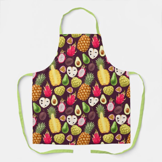 Delantal Apron de patrón de fruta exótico (Anverso)