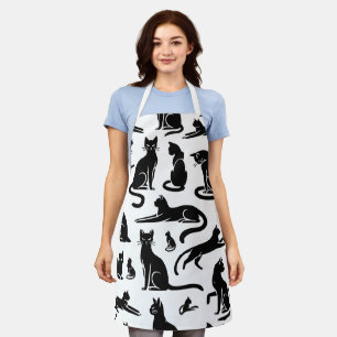 Delantal Apron de patrón de silueta de gato negro