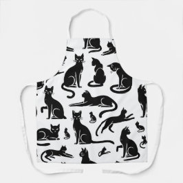 Delantal Apron de patrón de silueta de gato negro