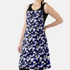 Delantal Apron de patrón geométrico azul de la marina negra