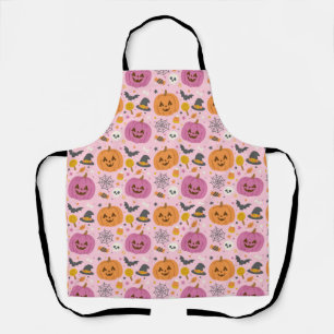 Delantal Aprón de patrón Halloween de calabaza rosa