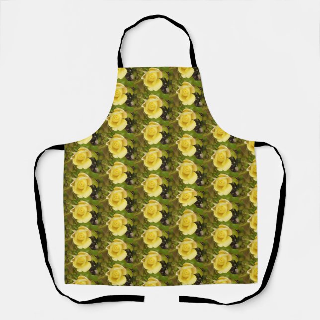 Delantal Apron de pequeños rosebudos amarillos (Anverso)