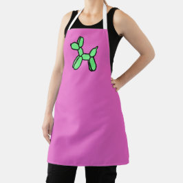 Delantal Apron de perro con globo rosa y verde