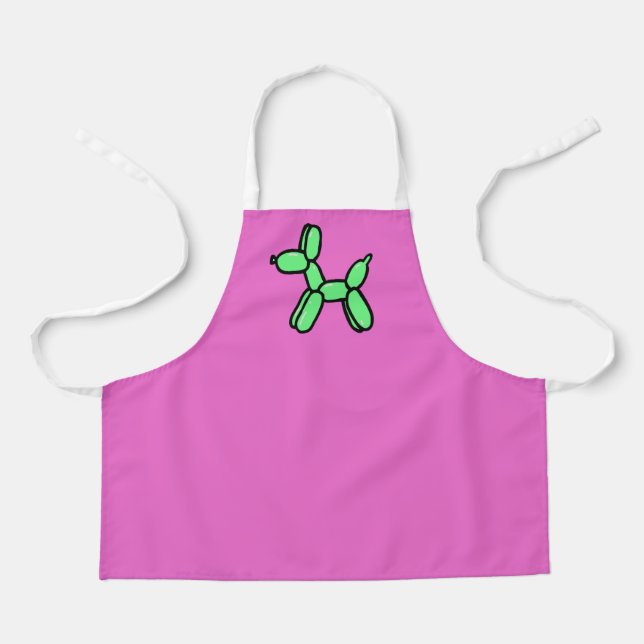 Delantal Apron de perro con globo rosa y verde (Anverso)