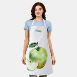 Delantal Apron de Personalizable de Apple verde acuarela
