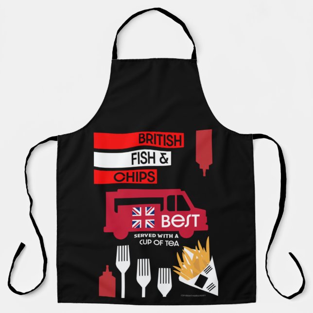 Delantal Aprón De Pescado Y Chips Clásicos Británicos (Anverso)