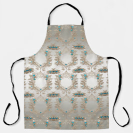 Delantal Aprón de piedras azules de oro embellecido