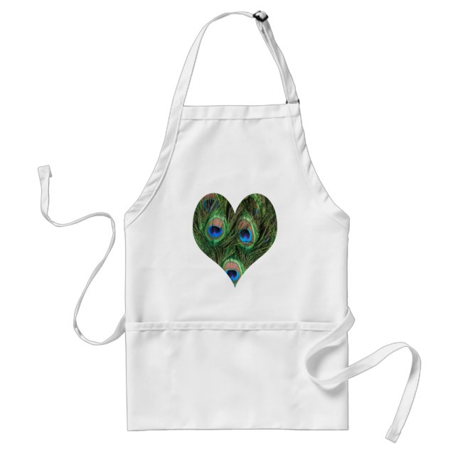 Delantal Apron de plumas de pavo real con forma de corazón (Frente)