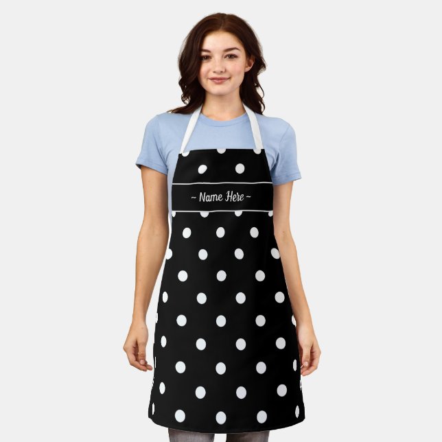 Delantal Apron de puntos de Polka con nombre personalizado  (Gastado)