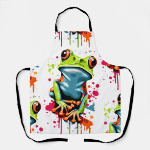 Delantal Apron de rana tropical - príncipe de rana colorido