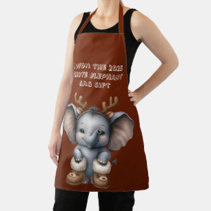 Delantal Apron de regalo de la mordaza para elefantes blanc