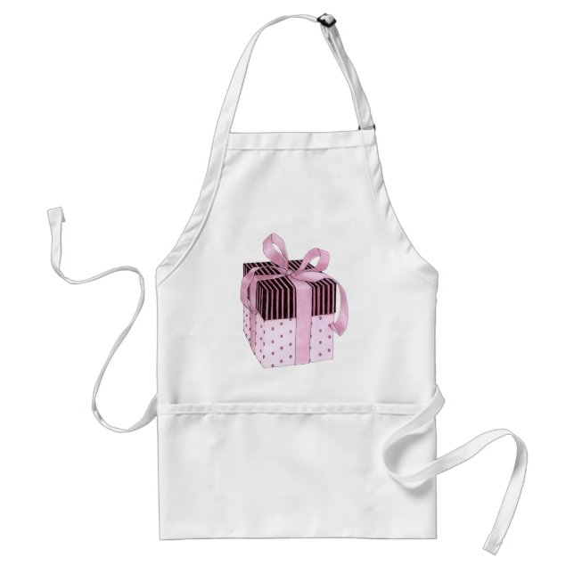 Delantal Apron de regalo rosa y negro (Frente)