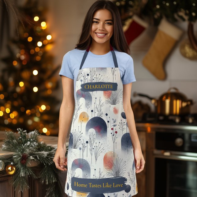 Delantal Apron de resumen botánico de invierno con nombre p (Subido por el creador)
