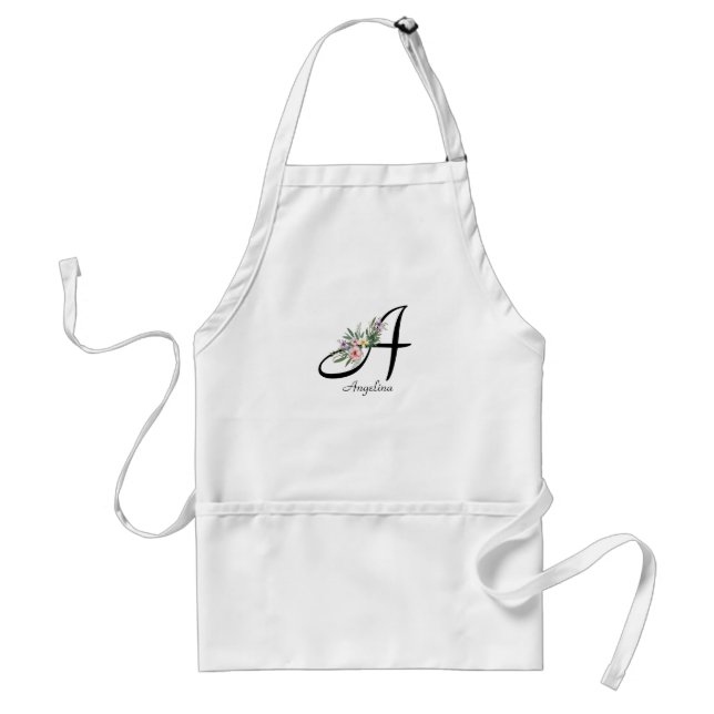 Delantal Apron de retiro de monograma floral (Frente)