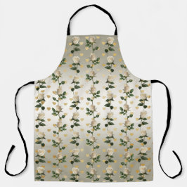 Delantal Apron de rosas blancas