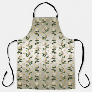 Delantal Apron de rosas blancas