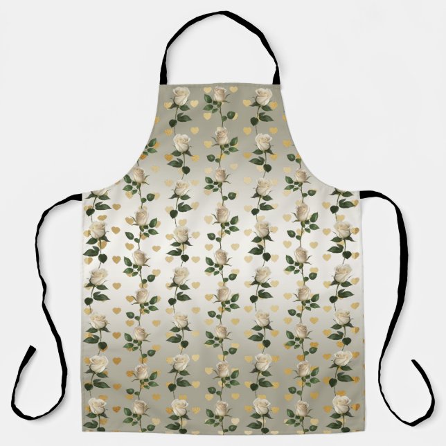 Delantal Apron de rosas blancas (Anverso)