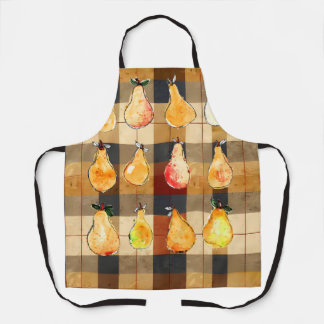 Delantal Apron de seda en otoño con diseño de peras