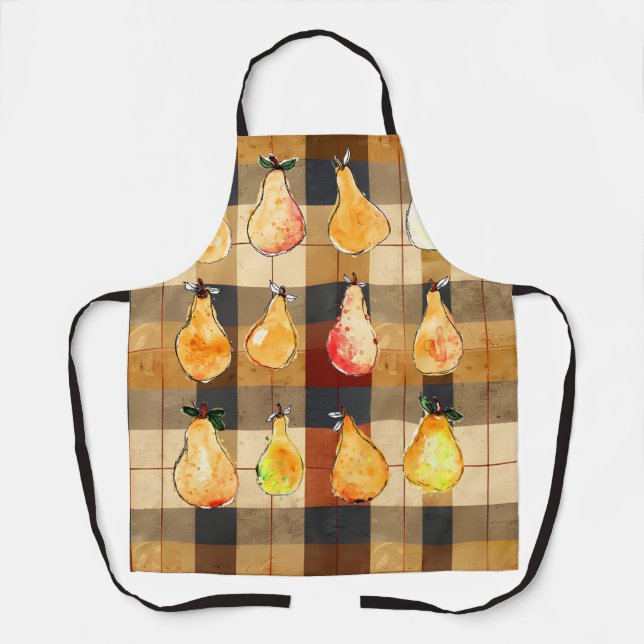 Delantal Apron de seda en otoño con diseño de peras (Anverso)