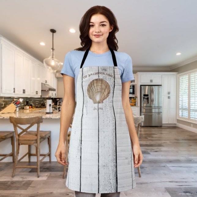 Delantal Apron de Shell de vieira de época (Vintage Scallop Shell Personalized Apron)