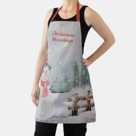 Delantal Apron de Snowman, viejo navidad