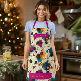 Delantal Apron de Splash abstracto moderno con nombre perso