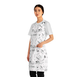 Delantal Apron de tablero de cheques floral clásico en blan