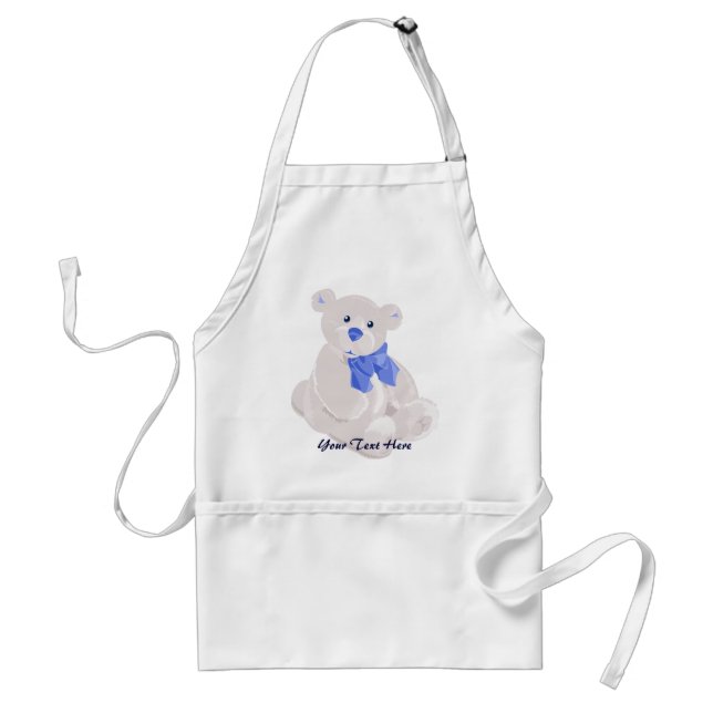 Delantal Apron de Teddy blanco y azul (Frente)