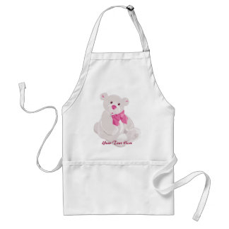 Delantal Apron de Teddy blanco y rosa