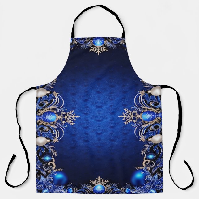 Delantal Apron de vacaciones con decoración azul (Anverso)