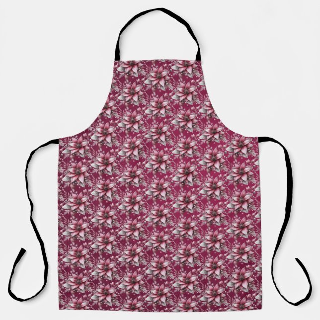 Delantal Apron de vacaciones de flores rosadas (Anverso)
