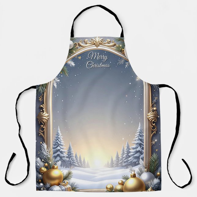 Delantal Apron de vacaciones de marco de navidades (Anverso)