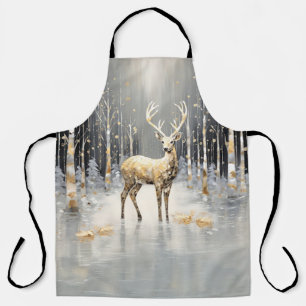 Delantal Apron de vacaciones de renos Navidades de oro