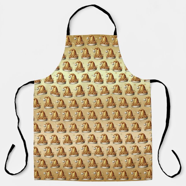Delantal Apron de vacaciones Gold Santa Hat (Anverso)
