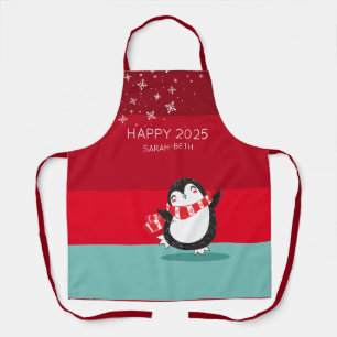 Delantal Aprón de vacaciones personalizado de penguín lindo