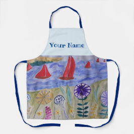 Delantal Apron de velas y flores rojas