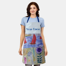 Delantal Apron de velas y flores rojas