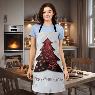 Delantal Apron del árbol de navidad rojo