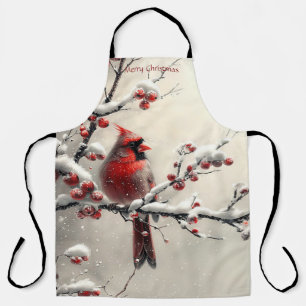 Delantal Apron del cardenal rojo navidad