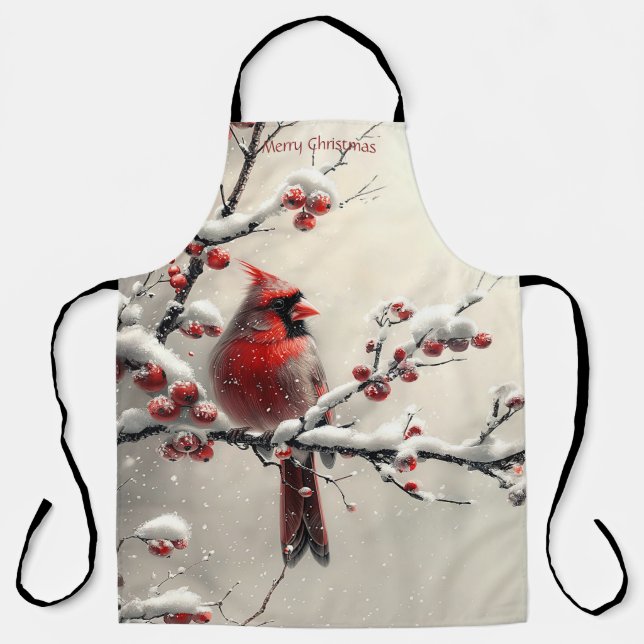 Delantal Apron del cardenal rojo navidad (Anverso)