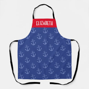 Delantal Apron del chef del Ancla Azul Náutico personalizad