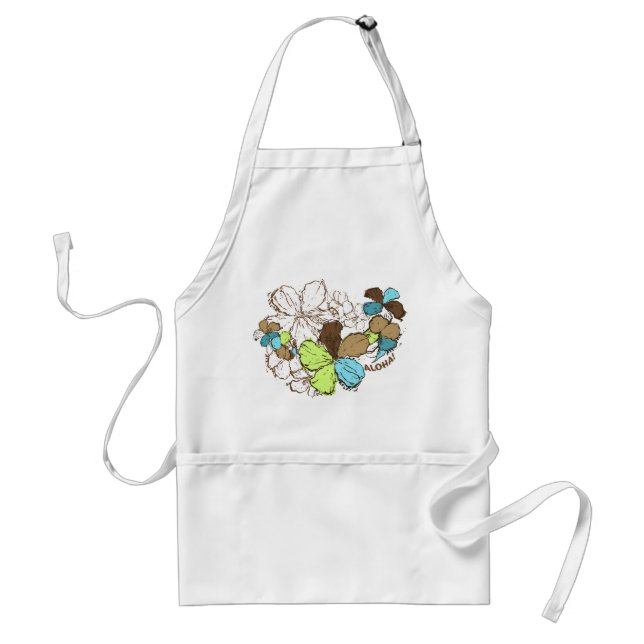 Delantal Apron del chef Doodle Hibiscus (Frente)